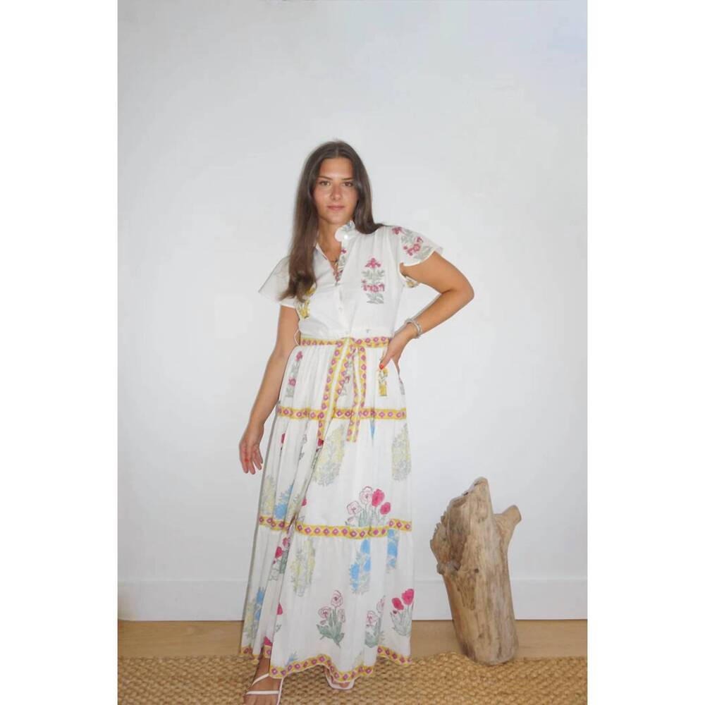 NEW NIBI valerie tiered dress in mixed print floral
